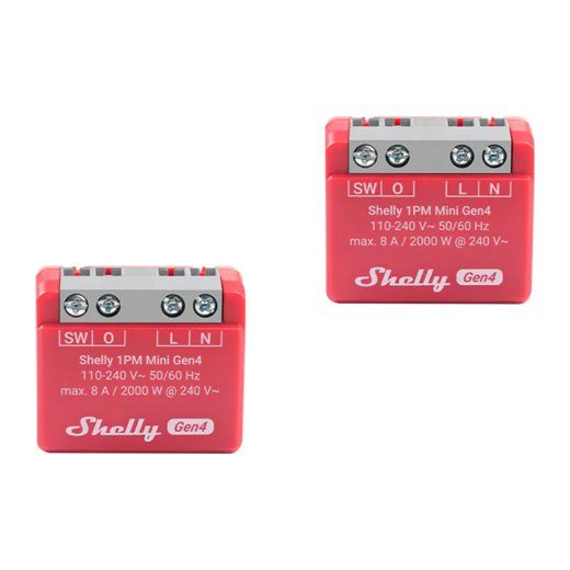 2 tk Shelly 1PM Mini Gen4 Zigbee/Matter kontrollerite komplekt