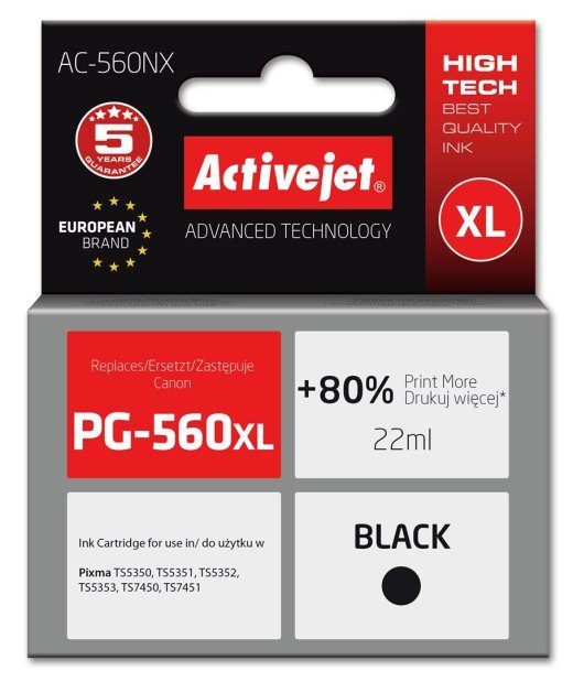Activejet AC-560NX Ink (replacement for Canon PG-560XL; Supreme; 22 ml; black)