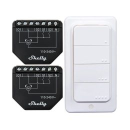 2 vnt. WiFi žaliuzių/uždangų valdiklių rinkinys Shelly Shutter + BLU RC Button 4