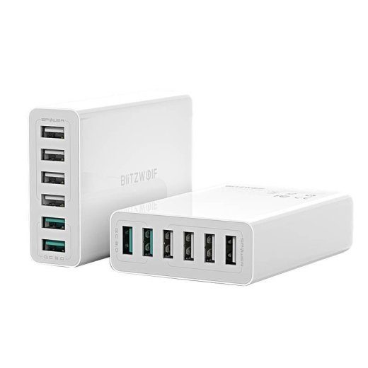 6x USB  Blitzwolf BW-S15, QC 3.0, 60 W (balta)