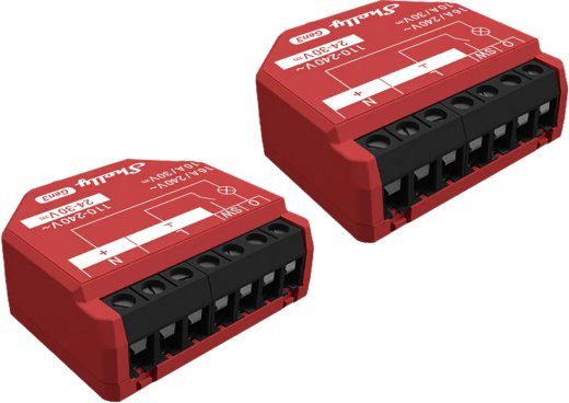 2 Shelly 1PM Gen3 WiFi/Bluetooth valdiklių rinkinys